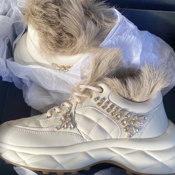 Uterque Leather & Fur Trainer Sneakers - Picture 8 of 10